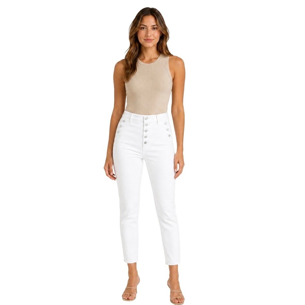PAIGE Emmie Ankle Jeans Size 30 White High Rise Button Fly Skinny